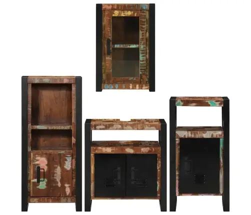 Vannitoa Mööbleset 4 Pcs Mitmevärviline Tugev Taastatud Puit