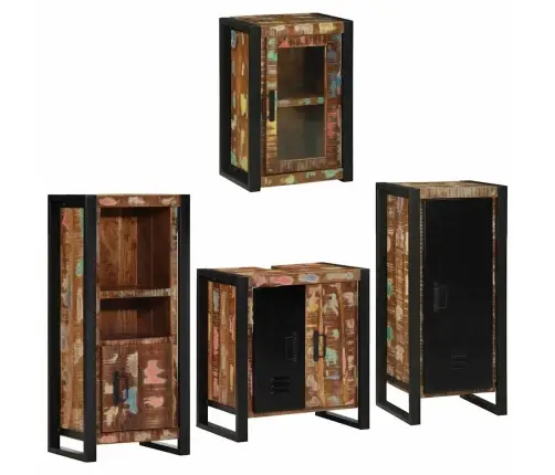 Vannas Istabas Mēbeļu Komplekts 4 Pcs Ciets Atjaunots Koks Vidaxl