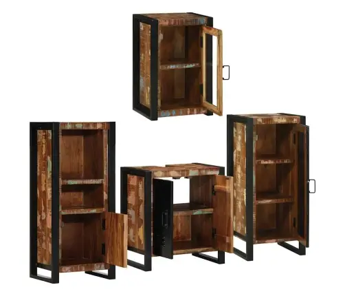 Vannas Istabas Mēbeļu Komplekts 4 Pcs Ciets Atjaunots Koks Vidaxl