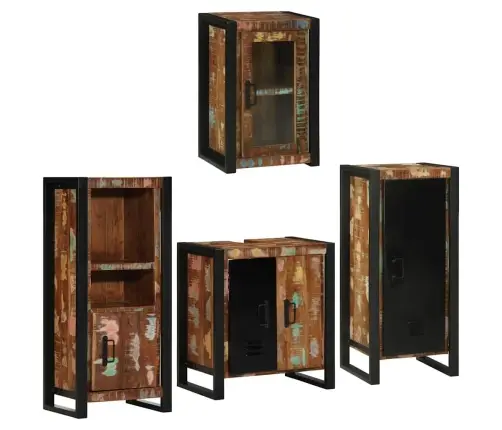 Vannas Istabas Mēbeļu Komplekts 4 Pcs Ciets Atjaunots Koks Vidaxl