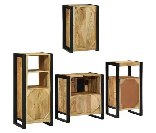 Vannas Istabas Mēbeļu Komplekts 4 Pcs Brūna Cieta Mango Koksne Vidaxl