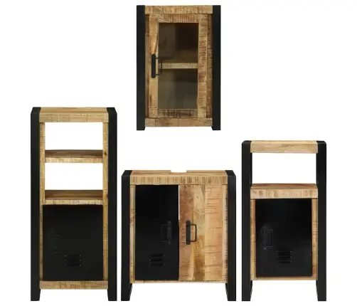 Vannas Istabas Mēbeļu Komplekts 4 Pcs Brūna Cieta Mango Koksne Vidaxl