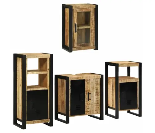 Vannas Istabas Mēbeļu Komplekts 4 Pcs Brūna Cieta Mango Koksne Vidaxl