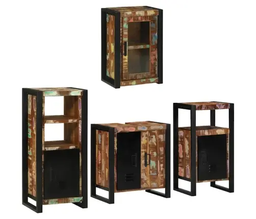 Vannitoa Mööbleset 4 Pcs Mitmevärviline Tugev Taastatud Puit