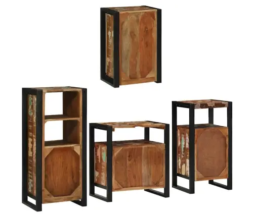 Vannitoa Mööbleset 4 Pcs Mitmevärviline Tugev Taastatud Puit