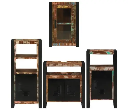 Vannitoa Mööbleset 4 Pcs Mitmevärviline Tugev Taastatud Puit