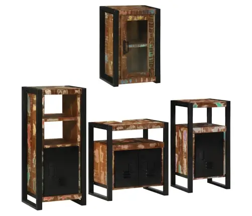 Vannitoa Mööbleset 4 Pcs Mitmevärviline Tugev Taastatud Puit