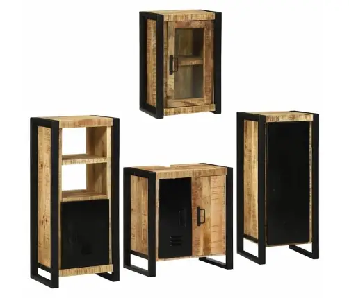 Vannas Istabas Mēbeļu Komplekts 4 Pcs Brūna Cieta Mango Koksne Vidaxl Vannas Istabas Mēbeļu Komplekts 4 Pcs Brūna Cieta Mango Koksne Vidaxl