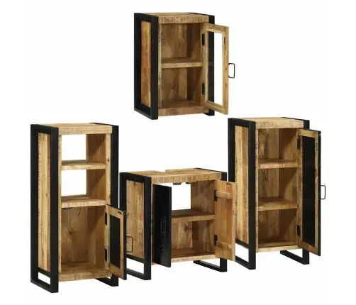 Vannas Istabas Mēbeļu Komplekts 4 Pcs Brūna Cieta Mango Koksne Vidaxl Vannas Istabas Mēbeļu Komplekts 4 Pcs Brūna Cieta Mango Koksne Vidaxl