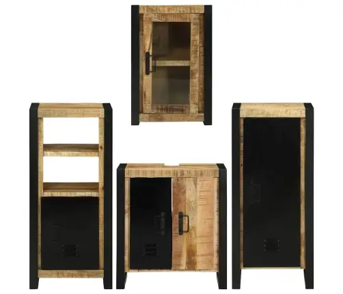 Vannas Istabas Mēbeļu Komplekts 4 Pcs Brūna Cieta Mango Koksne Vidaxl Vannas Istabas Mēbeļu Komplekts 4 Pcs Brūna Cieta Mango Koksne Vidaxl