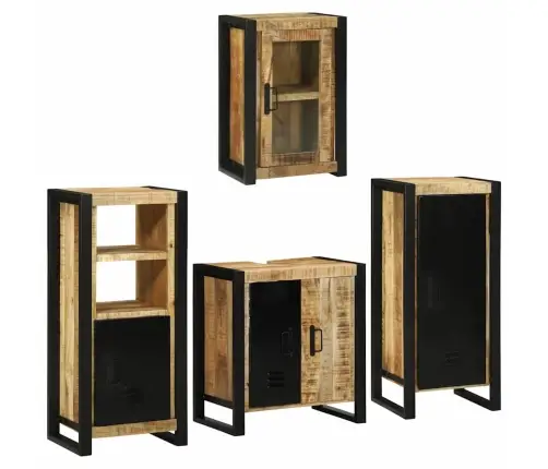 Vannas Istabas Mēbeļu Komplekts 4 Pcs Brūna Cieta Mango Koksne Vidaxl Vannas Istabas Mēbeļu Komplekts 4 Pcs Brūna Cieta Mango Koksne Vidaxl