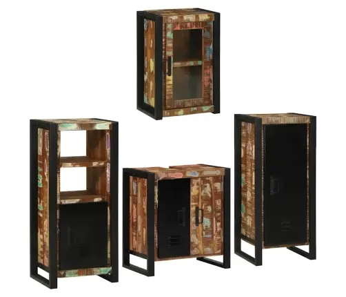 Vannitoa Mööbleset 4 Pcs Mitmevärviline Tugev Taastatud Puit