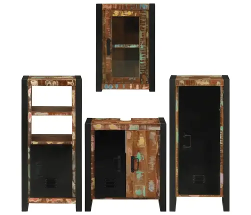 Vannitoa Mööbleset 4 Pcs Mitmevärviline Tugev Taastatud Puit