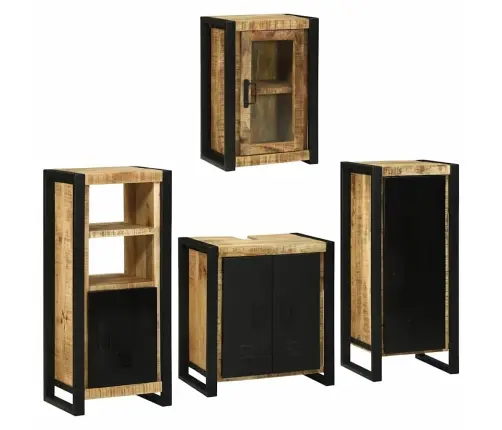 Vannas Istabas Mēbeļu Komplekts 4 Pcs Brūna Cieta Mango Koksne Vidaxl