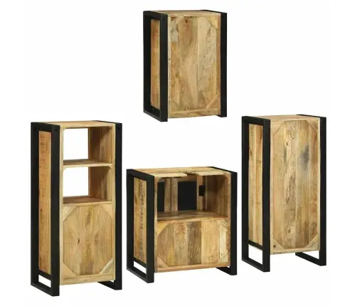 Vannas Istabas Mēbeļu Komplekts 4 Pcs Brūna Cieta Mango Koksne Vidaxl