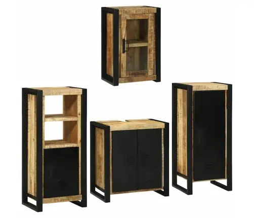 Vannas Istabas Mēbeļu Komplekts 4 Pcs Brūna Cieta Mango Koksne Vidaxl