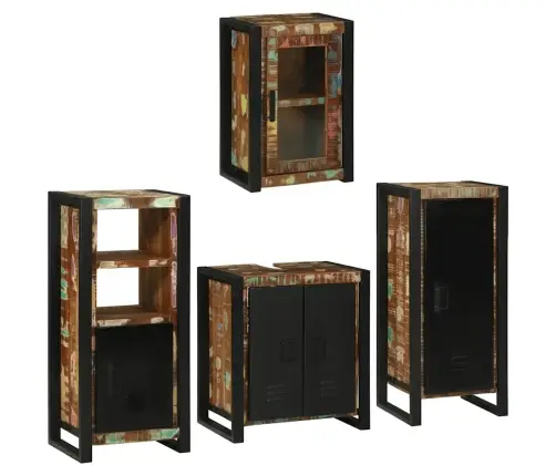 Vannas Istabas Mēbeļu Komplekts 4 Pcs Ciets Atjaunots Koks Vidaxl Vannas Istabas Mēbeļu Komplekts 4 Pcs Ciets Atjaunots Koks Vidaxl