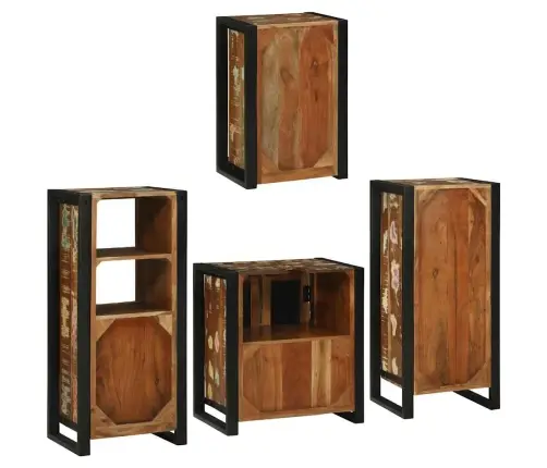 Vannas Istabas Mēbeļu Komplekts 4 Pcs Ciets Atjaunots Koks Vidaxl Vannas Istabas Mēbeļu Komplekts 4 Pcs Ciets Atjaunots Koks Vidaxl