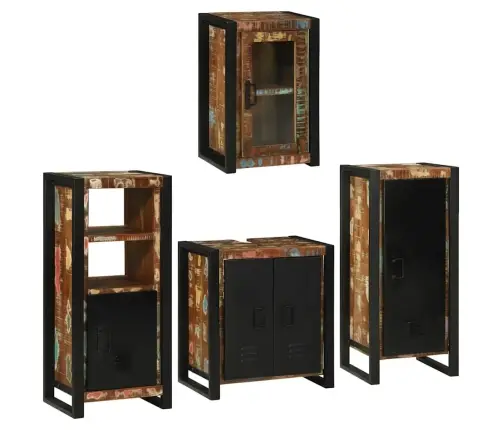 Vannas Istabas Mēbeļu Komplekts 4 Pcs Ciets Atjaunots Koks Vidaxl Vannas Istabas Mēbeļu Komplekts 4 Pcs Ciets Atjaunots Koks Vidaxl