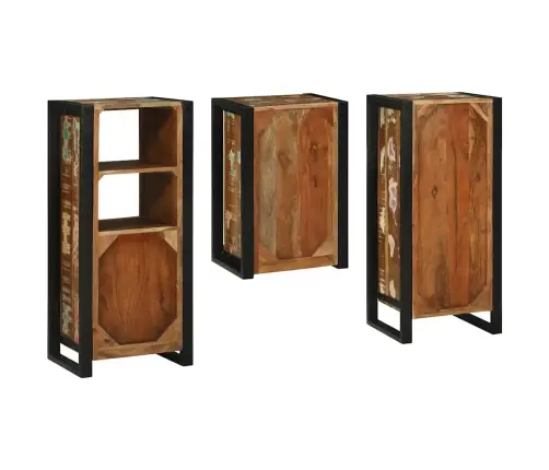 Vannas Istabas Mēbeļu Komplekts 3 Pcs Ciets Atjaunots Koks Vidaxl