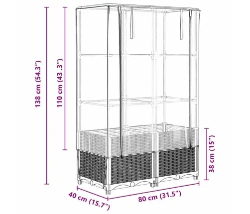 Pakelta Lysvė Su Šiltnamio Dangčiu, 80X40X138Cm
