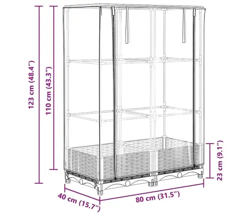 Pakelta Lysvė Su Šiltnamio Dangčiu, 80X40X123Cm