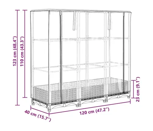 Paaugstināta Puķu Kaste Ar Pārsegu, 120X40X123 Cm Vidaxl