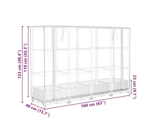 Paaugstināta Puķu Kaste Ar Pārsegu, 160X40X123 Cm Vidaxl