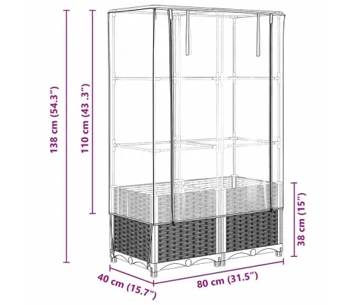Pakelta Lysvė Su Šiltnamio Dangčiu, 80X40X138Cm