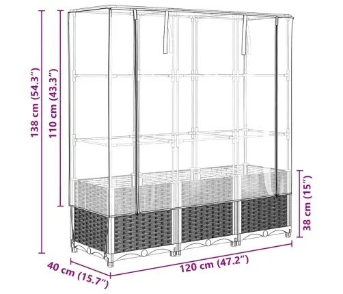 Paaugstināta Puķu Kaste Ar Pārsegu, 120X40X138 Cm Vidaxl