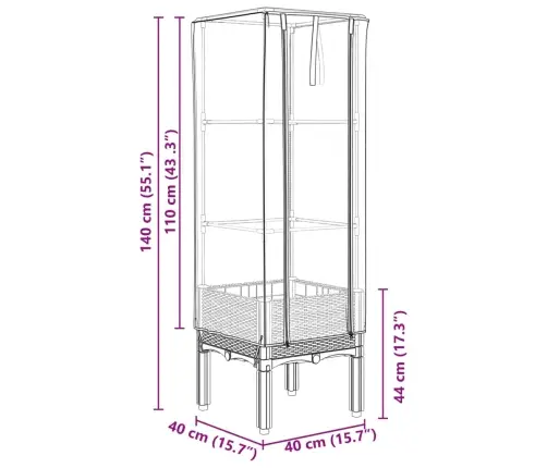 Pakelta Lysvė Su Šiltnamio Dangčiu, 40X40X140Cm