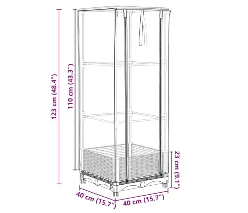 Pakelta Lysvė Su Šiltnamio Dangčiu, 40X40X123Cm