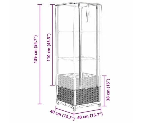 Paaugstināta Puķu Kaste Ar Pārsegu, 40X40X139 Cm Vidaxl
