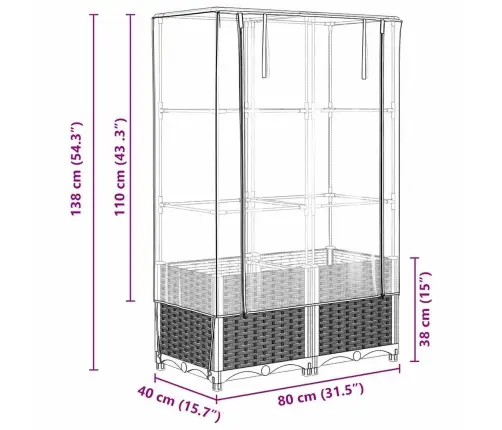 Paaugstināta Puķu Kaste Ar Pārsegu, 80X40X138 Cm Vidaxl