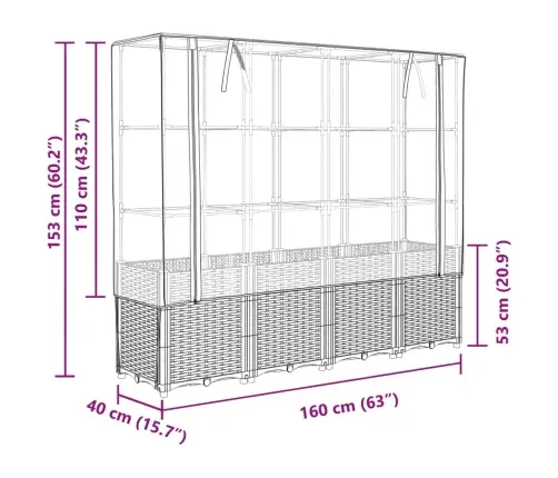 Paaugstināta Puķu Kaste Ar Pārsegu, 160X40X153 Cm Vidaxl