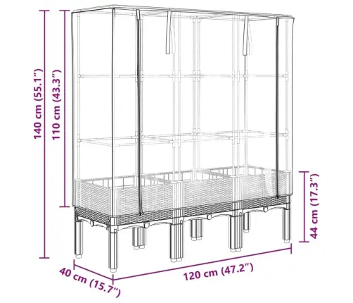 Pakelta Lysvė Su Šiltnamio Dangčiu, 120X40X140Cm