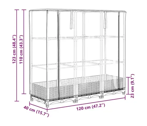 Paaugstināta Puķu Kaste Ar Pārsegu, 120X40X123 Cm Vidaxl