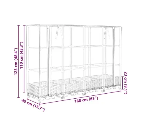 Pakelta Lysvė Su Šiltnamio Dangčiu, 160X40X123Cm