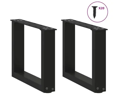Kafijas Galdiņa Kājas, 2 Gab., U-Veida, Melnas, 40X(30-31) Cm, Tērauds Vidaxl