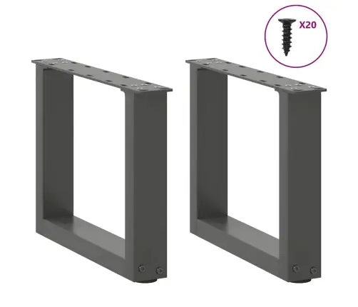 Kafijas Galdiņa Kājas, 2 Gab., U-Veida, Antracīta Krāsā, 40X(30-31) Cm, Tērauds Vidaxl