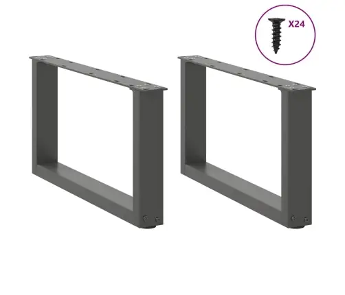 Kafijas Galdiņa Kājas, 2 Gab., U-Veida, Antracīta Krāsā, 60X(30-31) Cm, Tērauds Vidaxl