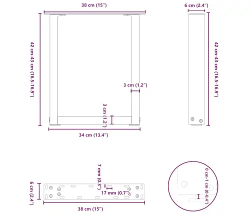 Kavos Staliuko Kojelės, 2 Vnt., Juodos, 38X(42-43) cm Plienas, U Formos