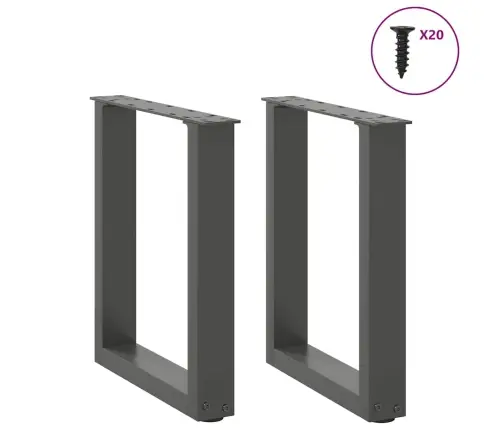 Kafijas Galdiņa Kājas, 2 Gab., U-Veida, Antracīta Krāsā, 38X(42-43) Cm, Tērauds Vidaxl