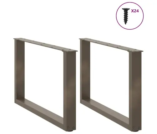 Kafijas Galdiņa Kājas, 2 Gab., U-Veida, Dabīgs Tērauds, 60X(42-43) Cm Vidaxl