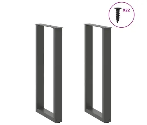 Konsoles Galda Kājas, 2 Gab., U-Veida, Antracīta Krāsā, 38X(72-73) Cm, Tērauds Vidaxl