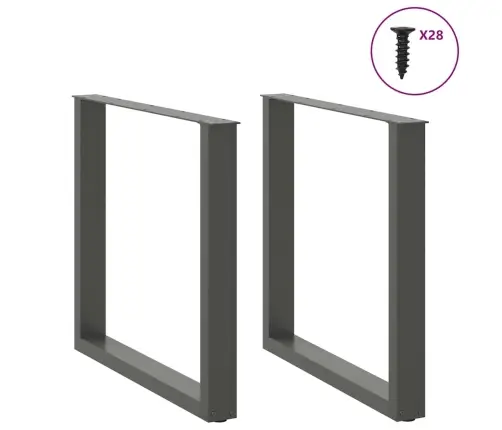 Valgomojo Stalo Kojos, 2 Vnt., Antracito Spalvos, 80X(72-73) cm Plienas, U Formos