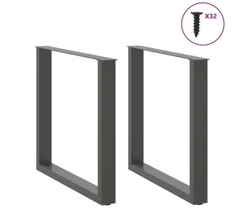 Ēdamgalda Kājas, 2 Gab., U-Veida, Antracīta Krāsā, 90X(72-73) Cm, Tērauds Vidaxl