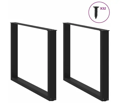 Ēdamgalda Kājas, 2 Gab., U-Veida, Melnas, 100X(72-73) Cm, Tērauds Vidaxl
