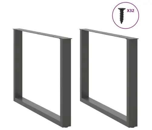 Ēdamgalda Kājas, 2 Gab., U-Veida, Antracīta Krāsā, 100X(72-73) Cm, Tērauds Vidaxl