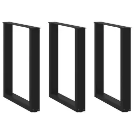 Söögilaua Jalad, U-Kujulised, 3 Tk, Mustad, 70 X (72–73) cm Terasest